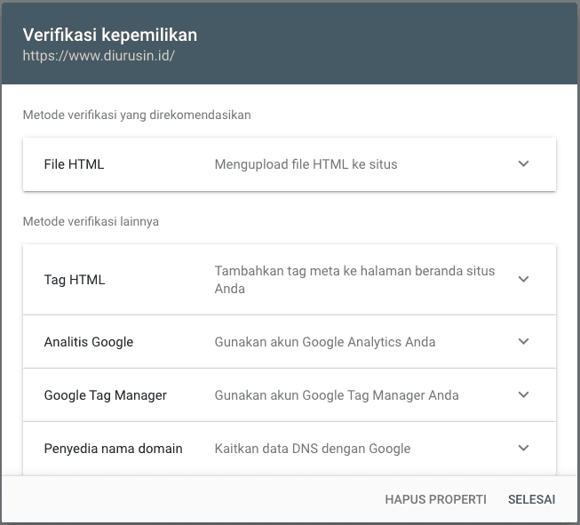 Verifikasi kepemilikan