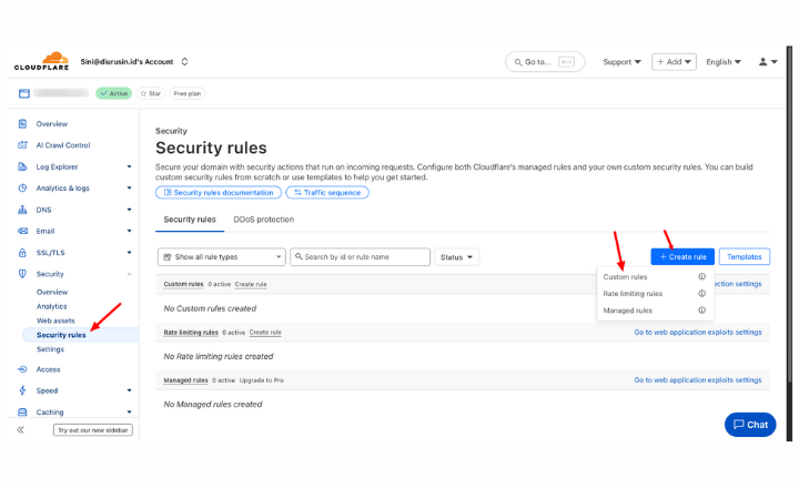 Menambahkan Security Rules di Cloudflare